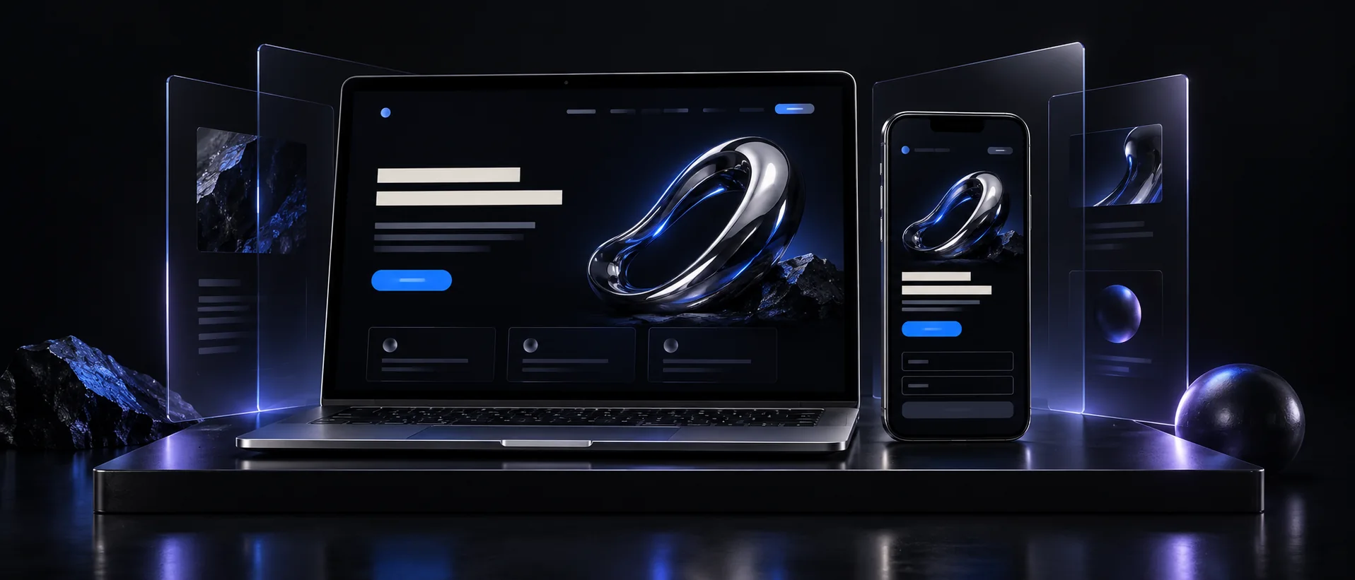 A responsive landing page on a laptop and phone, with one offer and a prominent action button
