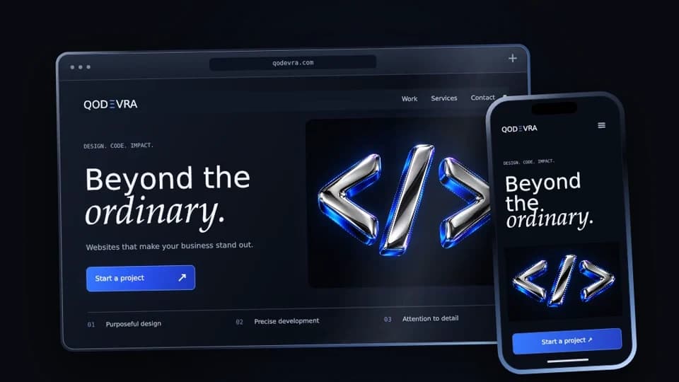 Создание сайта QODΞVRA: интерфейс собирается из блоков и адаптируется к смартфону
